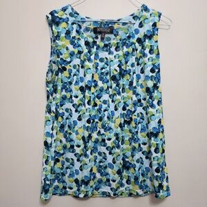 Kasper Women's Size Medium Sleeveless  Top Blue Green Abstract